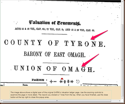 Griffith's Valuation Tyrone Union of Omagh 1864