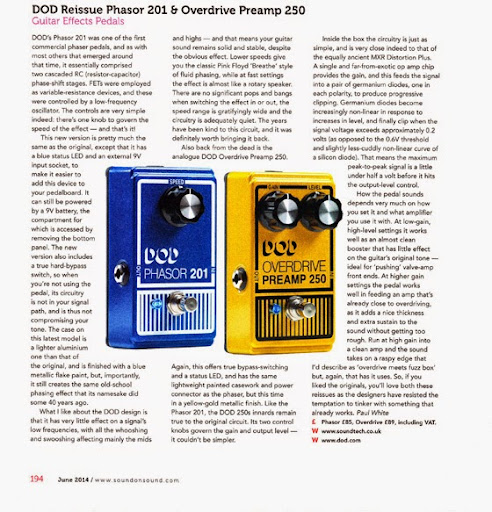 DOD Phasor 201 & Overdrive Preamp 250 reviewed in Sound On Sound