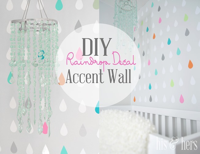 DIY raindrop decal accent wall