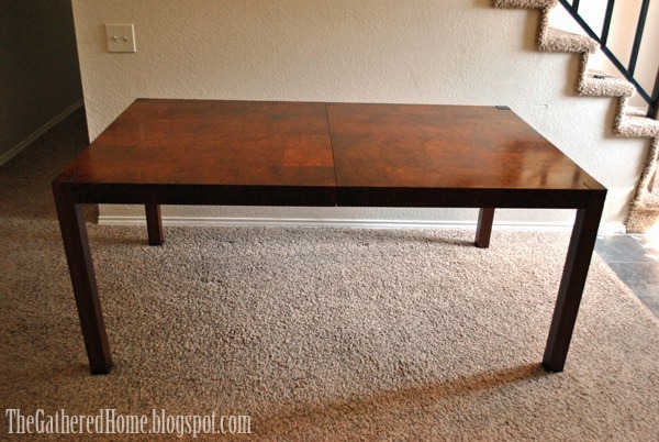 Found Vintage Burl Wood Parsons Dining Table The Gathered Home Patchwork Burl Table