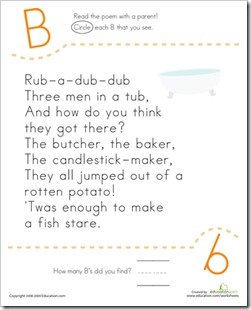 Letter B rub a dub dub