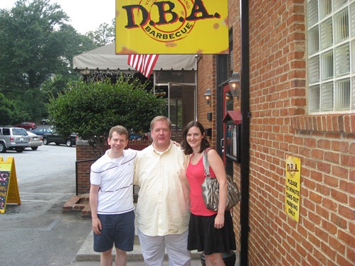 Aimee and I with Jeff at Farewell Lunch, No. 2 at D.B.A