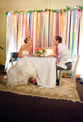 Savannah Wedding, ribbon curtain, sweetheart table