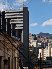 La Paz, highrises and colonial houses.