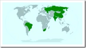 BRICS - Brasil- Rússia - Índia - China - África do Sul. 40% da população mundial. Mar 2013