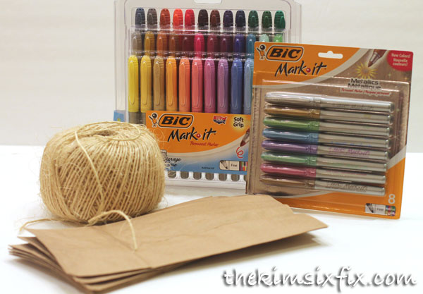 Supplies for brown paper place cards