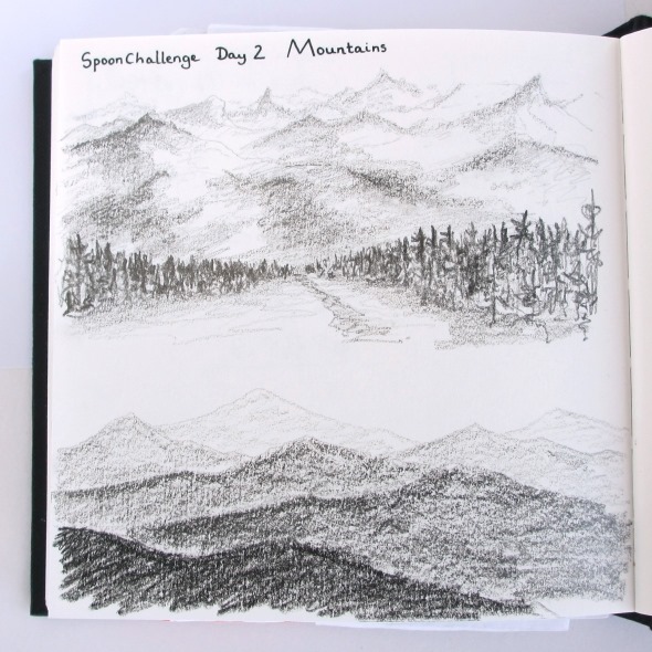 2014 August 6 spoonchallenge day 2 mountain sketchbook hazel fisher creations