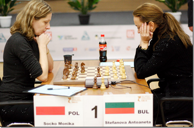 Monika Socko vs Antoaneta Stefanova, 3rd Round, Women's World Chess Championship 2012, Khanty-Mansiysk Russia