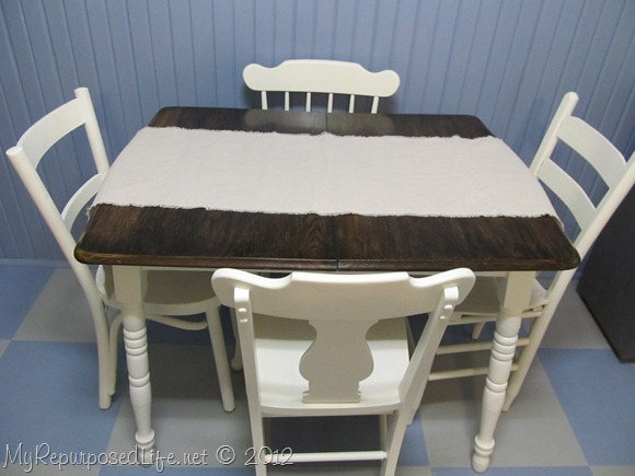 White table bas with stained top