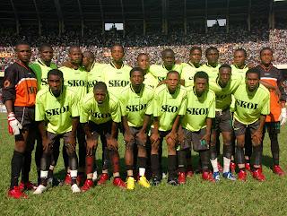 L'équipe de l'As Vita au stade des martyrs à Kinshasa, 15/04/2007.