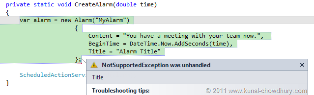 WP7.1 Demo - Setting Alarm Title throws NotSupportedException