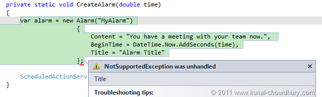 WP7.1 Demo - Setting Alarm Title throws NotSupportedException WP7.1 Demo - Setting Alarm Title throws NotSupportedException