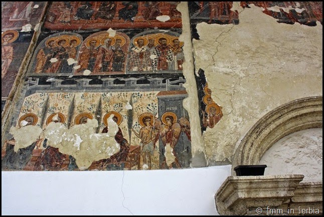 Paintings of exterior of church at Krusedol Monastery