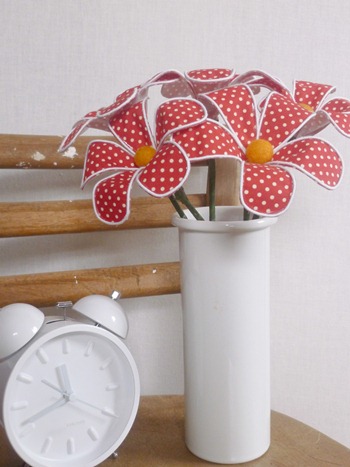 fabric flowers red