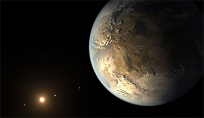 ilustração mostra como seria o planeta Kepler-186f