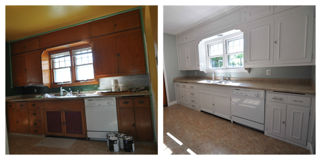 Paint Kitchen Cabinets Before and After