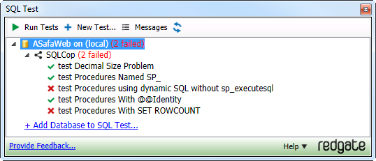 Due prove di Cop SQL fallimento in ASafaWeb