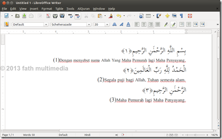 LibreOffice Writer_insert AlQuran text