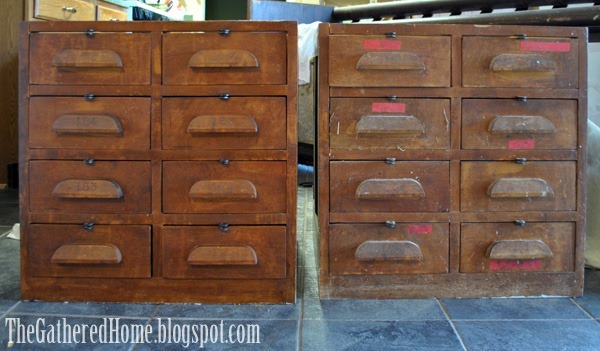 Found: Vintage Hardware Store Cabinets - The Gathered Home hardware cabinets before and after - Found: Vintage Hardware Store Cabinets - The Gathered Home