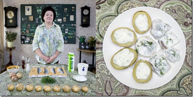 Inara Runtule, 68 years old, Kekava, Latvia. Silke, herring with potatoes and cottage cheese