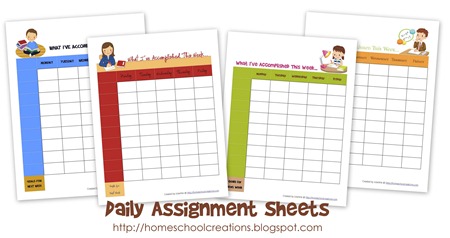 Daily Assignment Sheets Free Printables