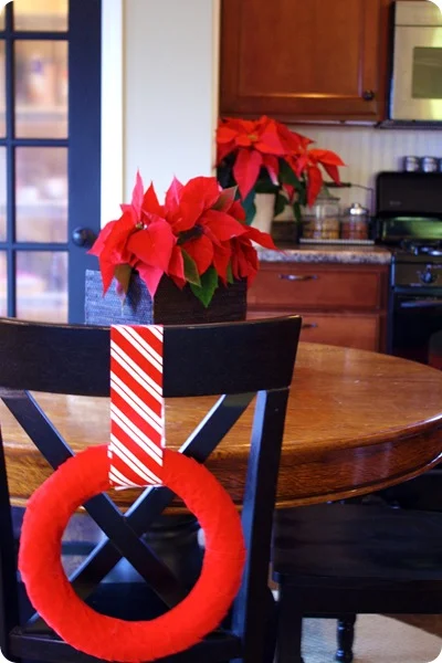 red poinsettia decor on table