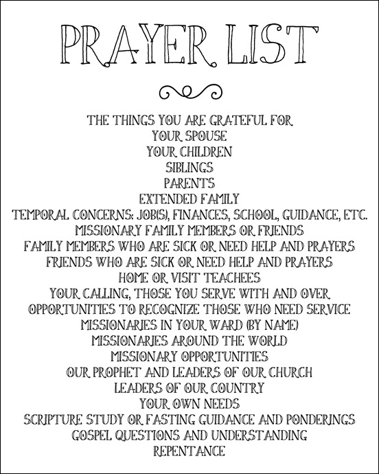 Prayer List Printabls