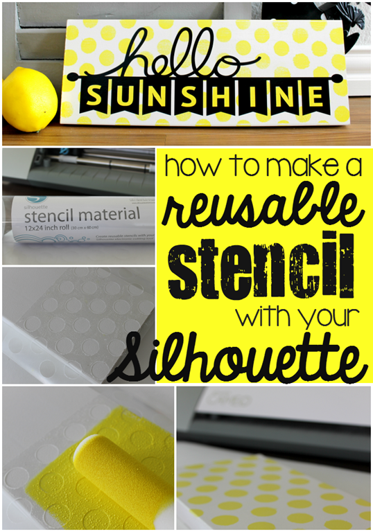 How to Make a Reusable Stencil with your Silhouette at GingerSnapCrafts.com #SilhouetteCAMEO #SilhouettePortrait #stenciling #tutorial #spon