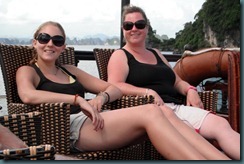 71 Jen & Lucy On Board Phoenix Moored Near Top Island In Halong Bay Vietnam August 2011