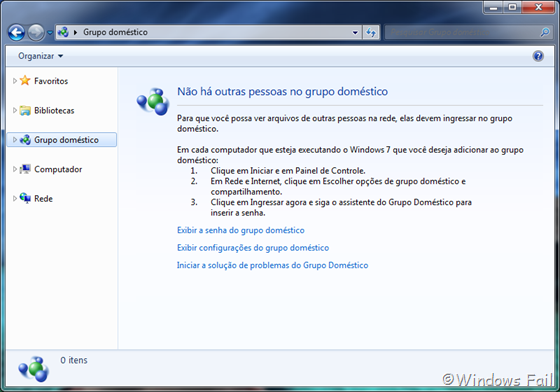 Grupo Doméstico no Windows Explorer