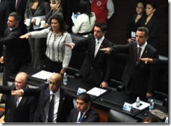 Monica Arriola protestando Senado(1)
