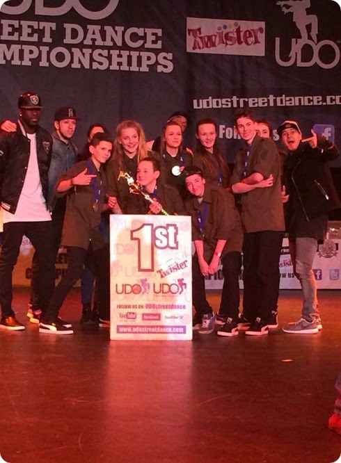 XCELL street dance crew with trophy in Blackpool