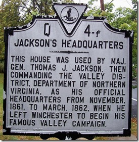 Jackson's Headquarters Marker Q-4f  City of Winchester, VA