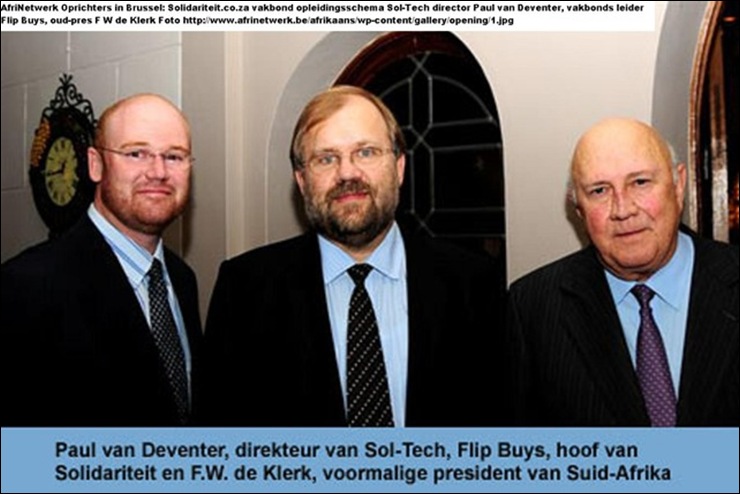 SCHOLTZ LEOPOLD CENTRE with FW de Klerk and Paul Van Deventer director of Solidarity Technical department SOLTECH in Brussels AFRIKANETWERK BE
