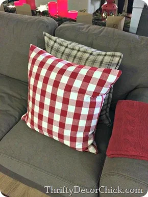 red white check pillow