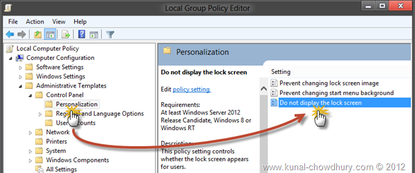 Navigate to Personalization Settings in Group Policy Editor