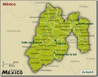 Estado de Mexico en Mapa en Color Amarillos