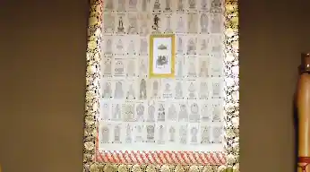 床の間のだるま夫婦と四国八十八箇所のお札の掛け軸