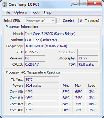 software pengukur suhu laptop Core Temp
