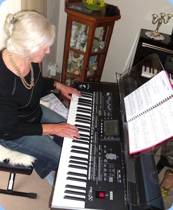 Club Secretary, Delyse Whorwood, trying out the Korg Pa3X
