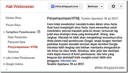 Laman Penyempurnaan HTML Alat Webmaster Google