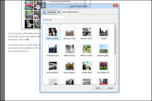 Adding an online album from SkyDrive