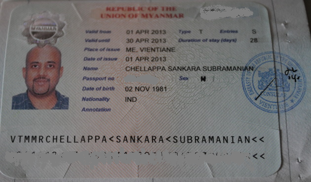 Myanmar Visa from Vientiane, Laos