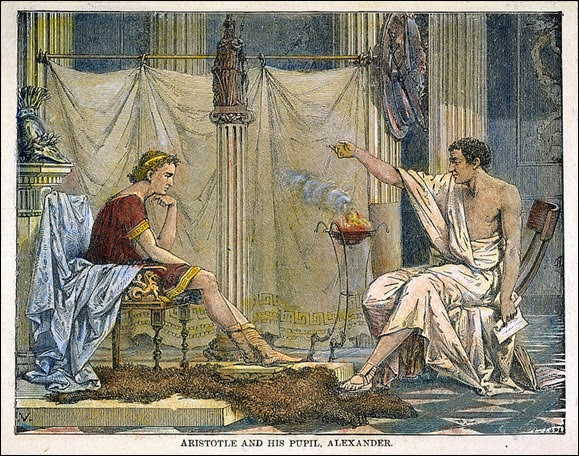 Alexander_and_Aristotle Aristóteles ensinando Alexandre, o Grande gravura de Charles Laplante