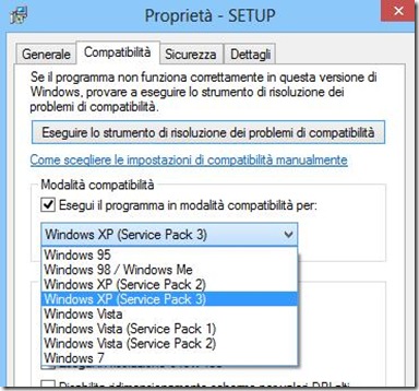 Modalità compatibilità Windows 8
