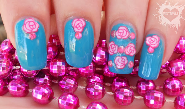 Blue&PinkFlowersNailDesign1 Pretty Pink Nail Designs