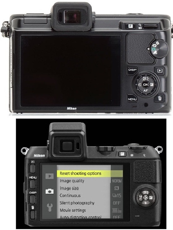 Nikon 1 V2 ด้านหลัง เปรียบเทียบกับ V1