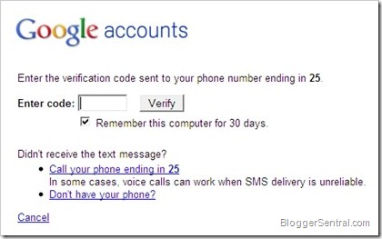 google verification code request