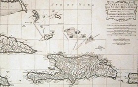Mapa antiguo Caribe, Cuba, Santo Domingo, Puerto Rico año 1730