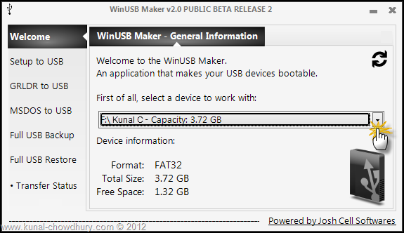 Create Bootable Windows 8 USB - Select Drive